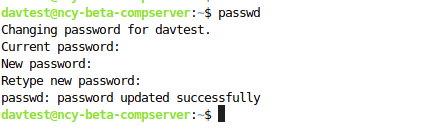 Password change screenshot